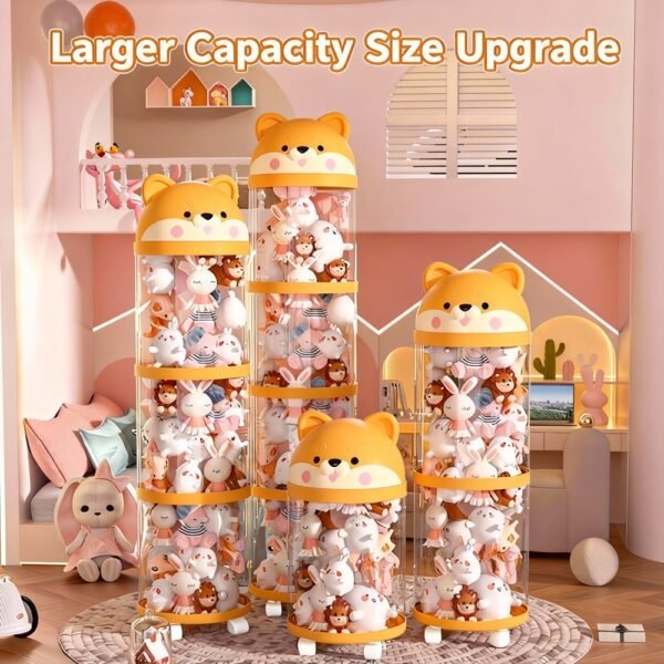 Cute Dog Stackable Doll Storage Bin With Snap-Fit Connection