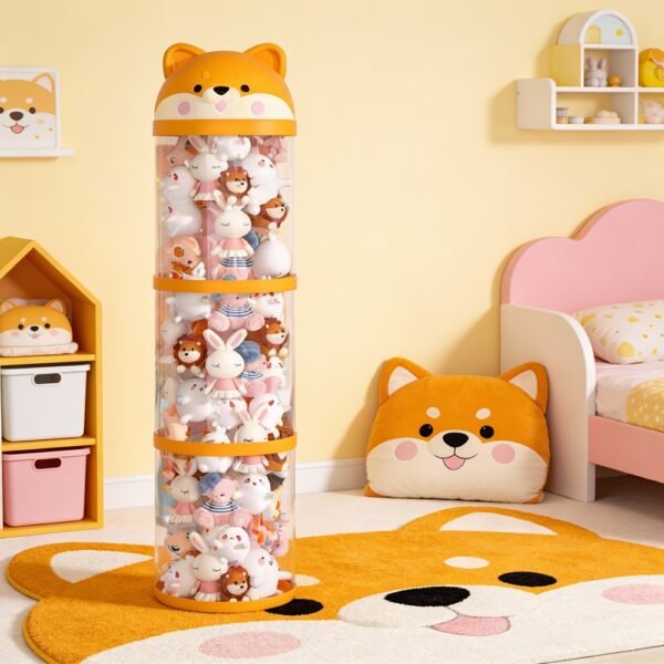 Cute Dog Stackable Doll Storage Bin With Snap-Fit Connection