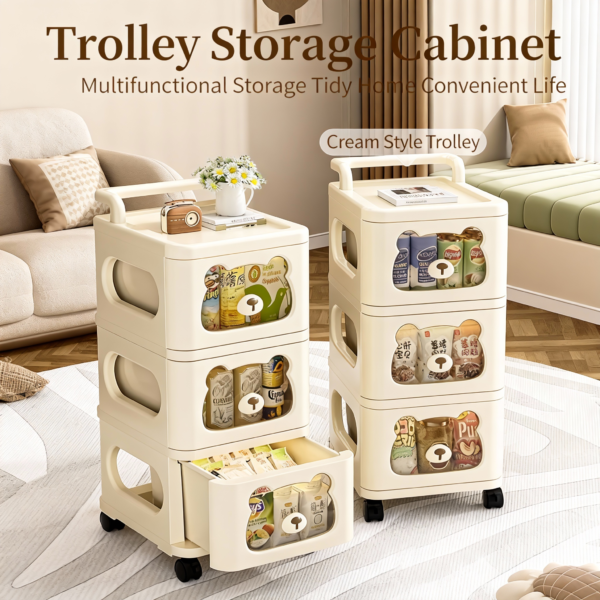 Plastic Storage Cabinet Multifunctional Trolley Storage Cabinet