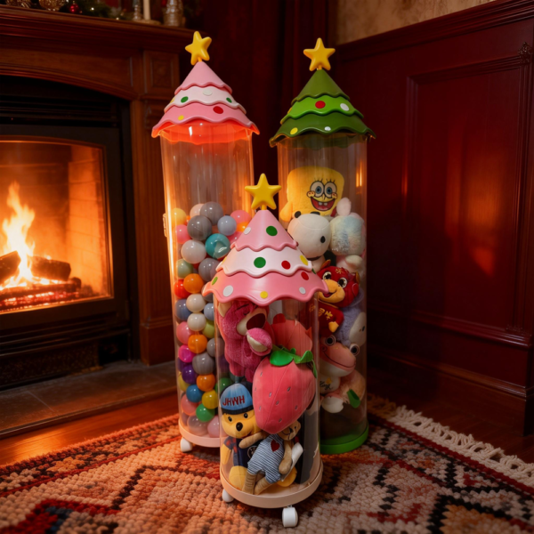 Christmas Tree Doll Storage Bin With Dual Zippers