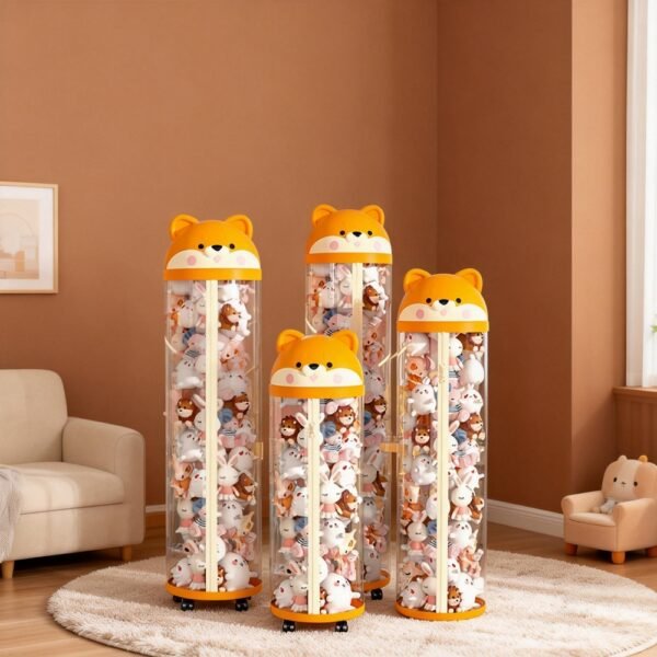 Cute Dog Doll Storage Bin with dual Zippers